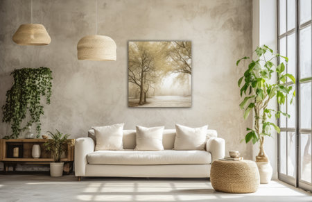 Luxurious living room area composition with minimalistic decorationの素材