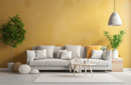 Luxurious living room area composition with minimalistic decorationの素材