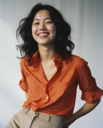 Vertical portrait of a multicultural young woman isolated from the backgroundの素材