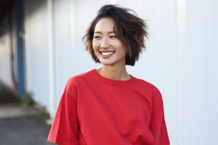 Portrait of a multicultural young woman isolated from the backgroundの素材