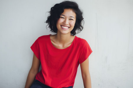 Portrait of a multicultural young woman isolated from the backgroundの素材