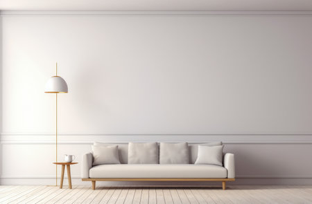 Chic Minimalist Living Room with Modern White Sofa and Elegant Decorの素材