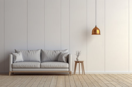 Chic Minimalist Living Room with Modern White Sofa and Elegant Decorの素材
