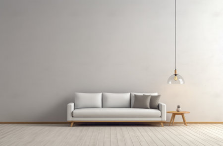 Chic Minimalist Living Room with Modern White Sofa and Elegant Decorの素材