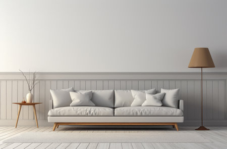 Chic Minimalist Living Room with Modern White Sofa and Elegant Decorの素材