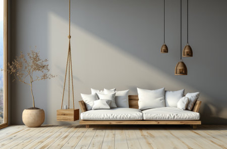 Chic Minimalist Living Room with Modern White Sofa and Elegant Decorの素材