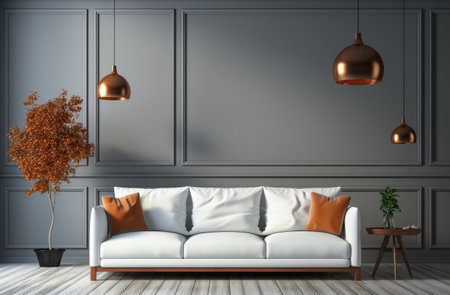 Chic Minimalist Living Room with Modern White Sofa and Elegant Decorの素材