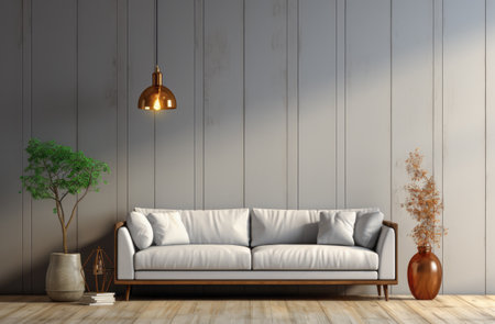 Chic Minimalist Living Room with Modern White Sofa and Elegant Decorの素材