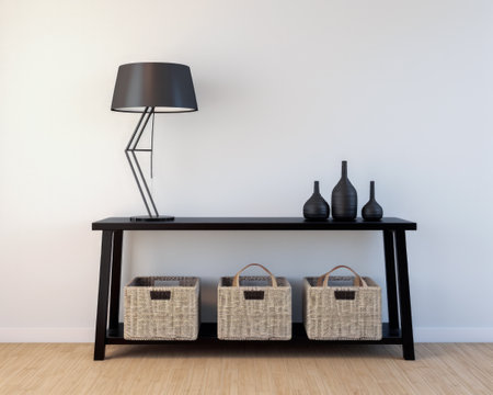 Chic and Modern Home Interior with Geometric Decor and Elegant Lightingの素材