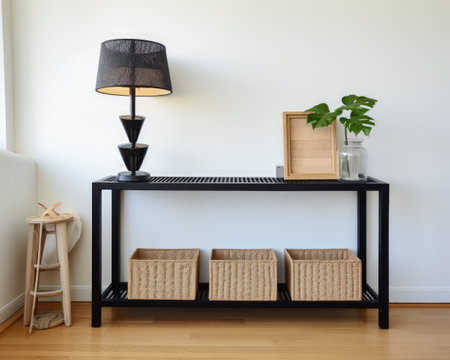 Chic and Modern Home Interior with Geometric Decor and Elegant Lightingの素材
