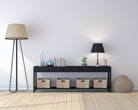 Chic and Modern Home Interior with Geometric Decor and Elegant Lightingの素材