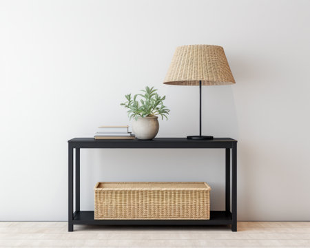 Chic and Modern Home Interior with Geometric Decor and Elegant Lightingの素材