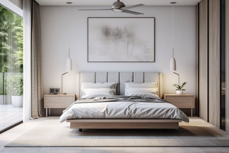 Tranquil and Chic Bedroom Oasis with Modern Minimalist Designの素材