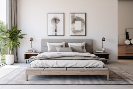 Tranquil and Chic Bedroom Oasis with Modern Minimalist Designの素材