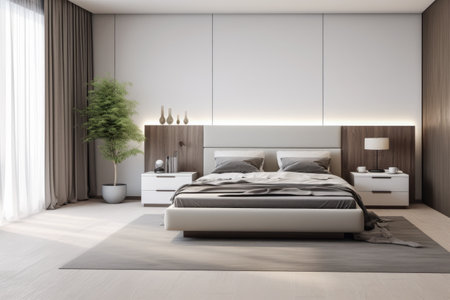 Tranquil and Chic Bedroom Oasis with Modern Minimalist Designの素材