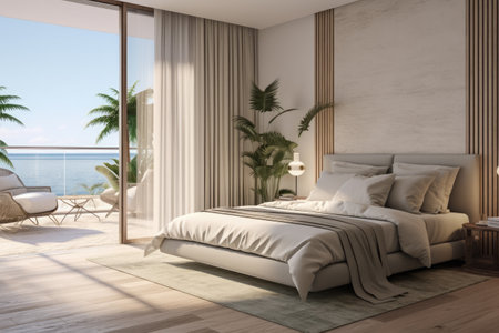 Seamless Indoor-Outdoor home with a Modern Beachfront Bedroom Aestheticの素材