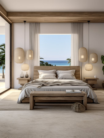 Seamless Indoor-Outdoor home with a Modern Beachfront Bedroom Aestheticの素材