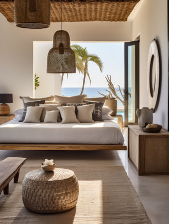 Seamless Indoor-Outdoor home with a Modern Beachfront Bedroom Aestheticの素材