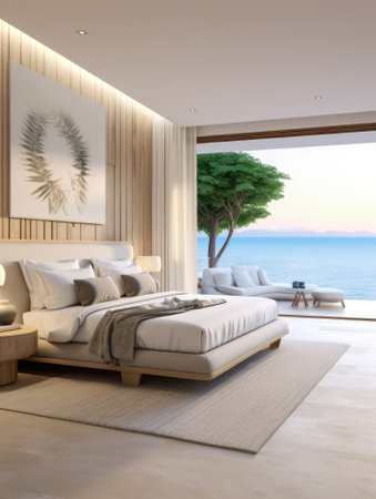 Seamless Indoor-Outdoor home with a Modern Beachfront Bedroom Aestheticの素材