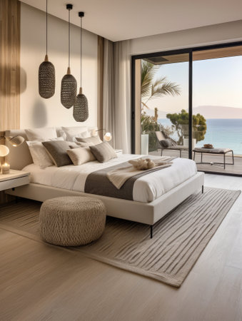 Seamless Indoor-Outdoor home with a Modern Beachfront Bedroom Aestheticの素材