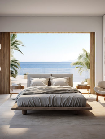 Seamless Indoor-Outdoor home with a Modern Beachfront Bedroom Aestheticの素材