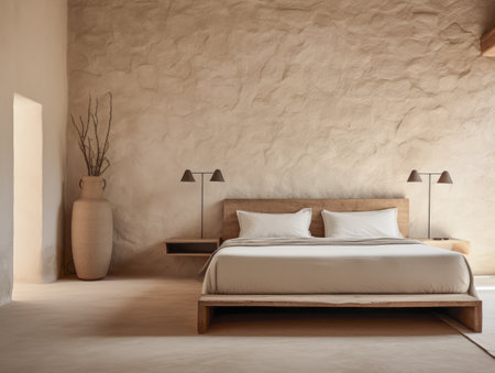 Soothing Earth-Toned Bedroom with Minimalist Design Elementsの素材