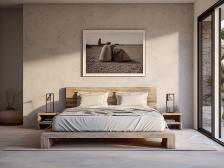 Soothing Earth-Toned Bedroom with Minimalist Design Elementsの素材