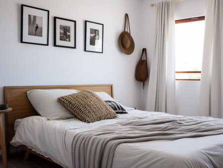 Serene and Stylish Bedroom with Natural Woven Accentsの素材