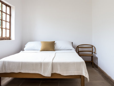 Serene and Stylish Bedroom with Natural Woven Accentsの素材