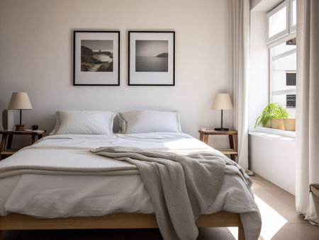 Serene and Stylish Bedroom with Natural Woven Accentsの素材