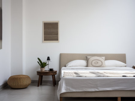 Serene and Stylish Bedroom with Natural Woven Accentsの素材