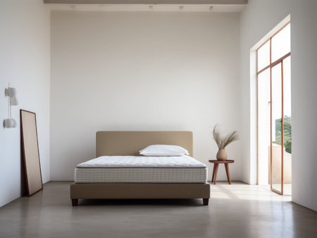 Serene and Stylish Bedroom with Natural Woven Accentsの素材