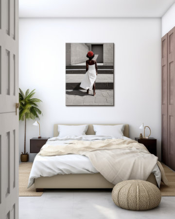 Serene and Stylish Bedroom with Natural Woven Accentsの素材