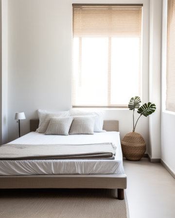 Serene and Stylish Bedroom with Natural Woven Accentsの素材