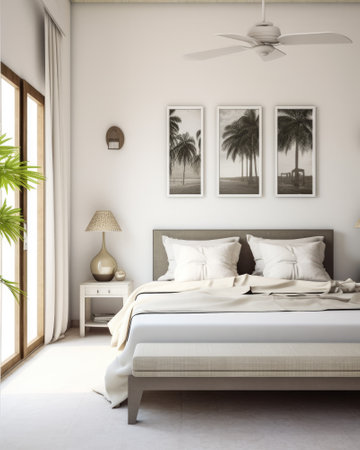 Serene and Stylish Bedroom with Natural Woven Accentsの素材