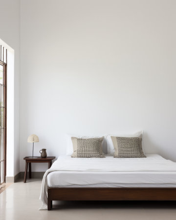 Serene and Stylish Bedroom with Natural Woven Accentsの素材
