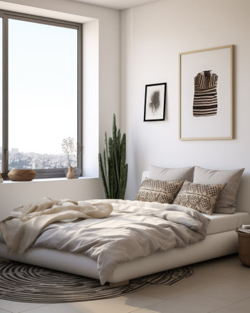 Serene and Stylish Bedroom with Natural Woven Accentsの素材