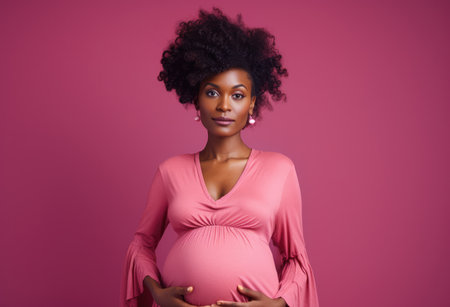 Portrait of an African American pregnant womanの素材