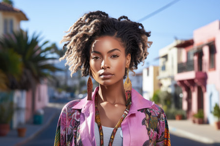 Portrait of a young African American womanの素材