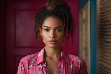 Portrait of a young African American womanの素材