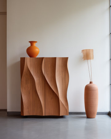 Minimalist wooden decor in modern interiorの素材