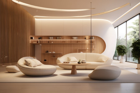 Luxurious and modern multipurpose room in beige colorsの素材