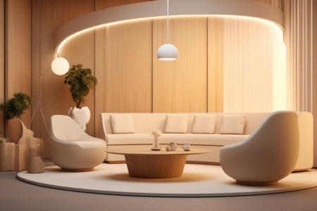 Luxurious and modern multipurpose room in beige colorsの素材