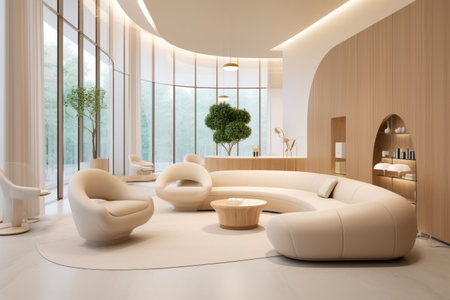 Luxurious and modern multipurpose room in beige colorsの素材