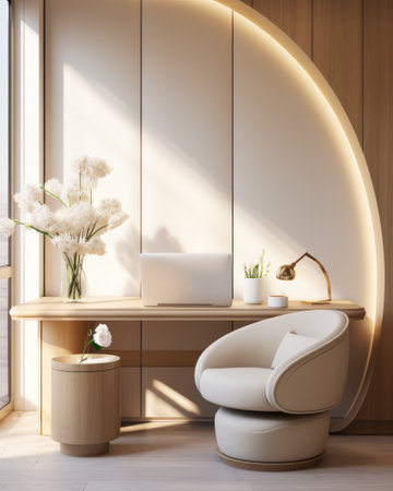Luxurious and modern multipurpose room in beige colorsの素材