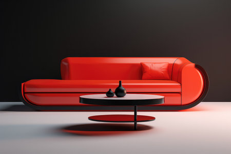 Futuristic living room space composition with minimal furnitureの素材