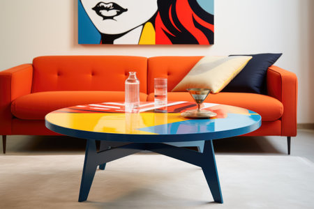 Chic modern living room. Vibrant interior with red accentsの素材