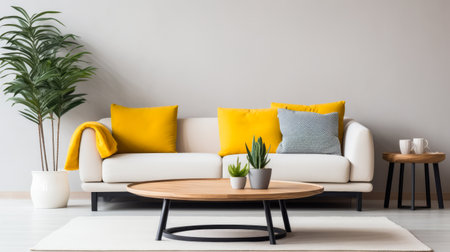 Vibrant chic living space with pastel tones and bold accentsの素材