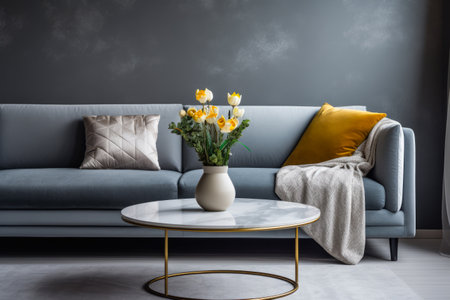 Vibrant chic living space with pastel tones and bold accentsの素材