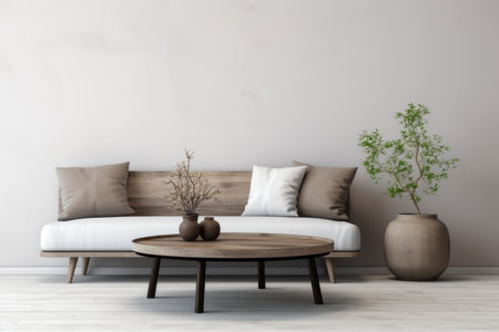 Serene minimalist living room: Neutral toned interior designの素材